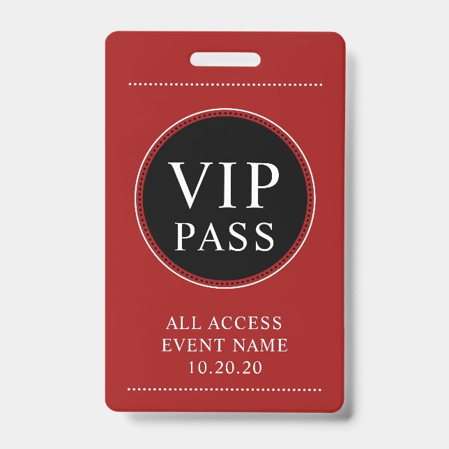 VIP All Access Red Badge ID Badge (Front)