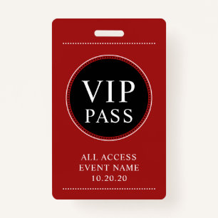 VIP All Access Red Badge ID Badge