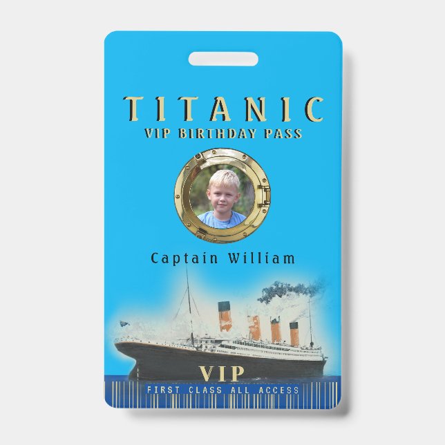 VIP All Access Titanic Birthday ID Badge (Front)