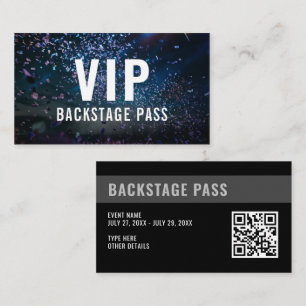 VIP Backstage Pass QR Code Event Photo Business Card