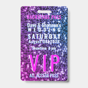 VIP Backstage Pass Wedding Table Seating ID Badge