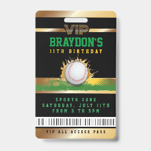 VIP Baseball ALL ACCESS Gold Pass Badge ID Badge