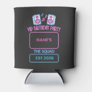 VIP Birthday Party Neon Squad Personalized Guest N Can Cooler
