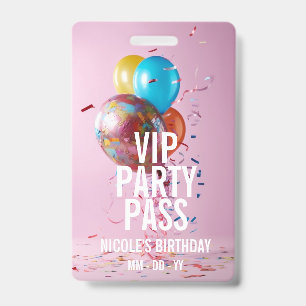 VIP Birthday Party Pass Custom Photo Event Badge ID Badge