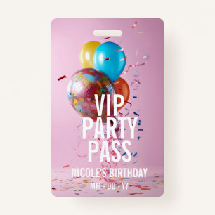 VIP Birthday Party Pass Custom Photo Event Badge ID Badge
