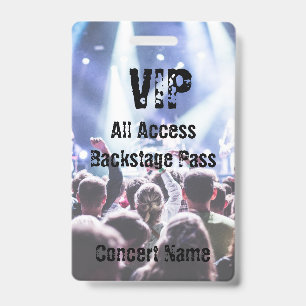 VIP Concert Festival Band Event Backstage Pass ID Badge