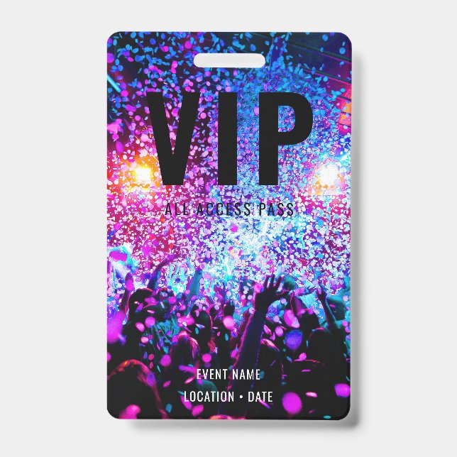 VIP Custom Event or Concert Name All Access  ID Badge (Front)