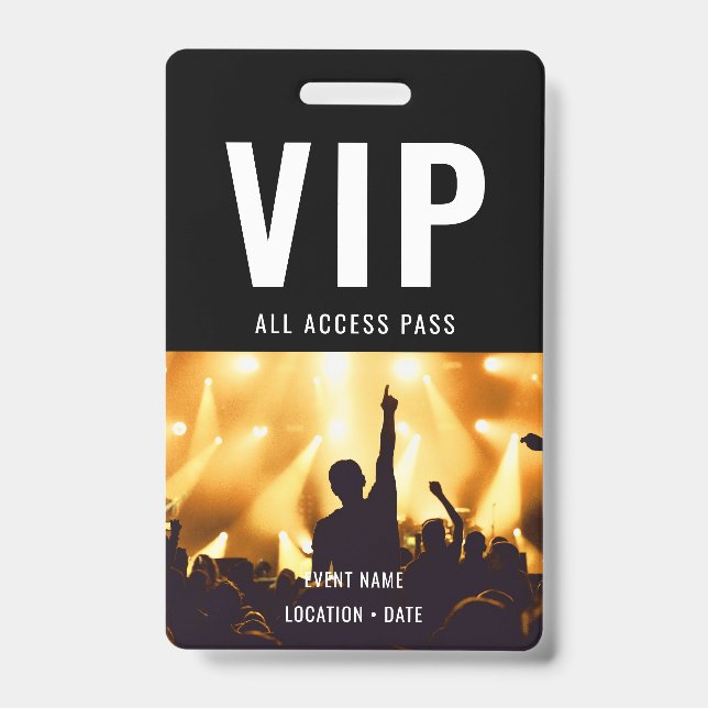 VIP Custom Event or Concert Name All Access  ID Badge (Front)