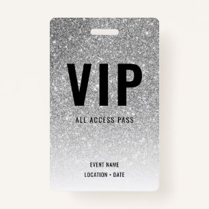 VIP Custom Event or Concert Silver Glitter ID Badge