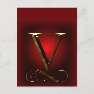 VIP Gold “V” monogram in red and black Postcard