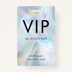 VIP Holographic Background Simple Font ID Badge