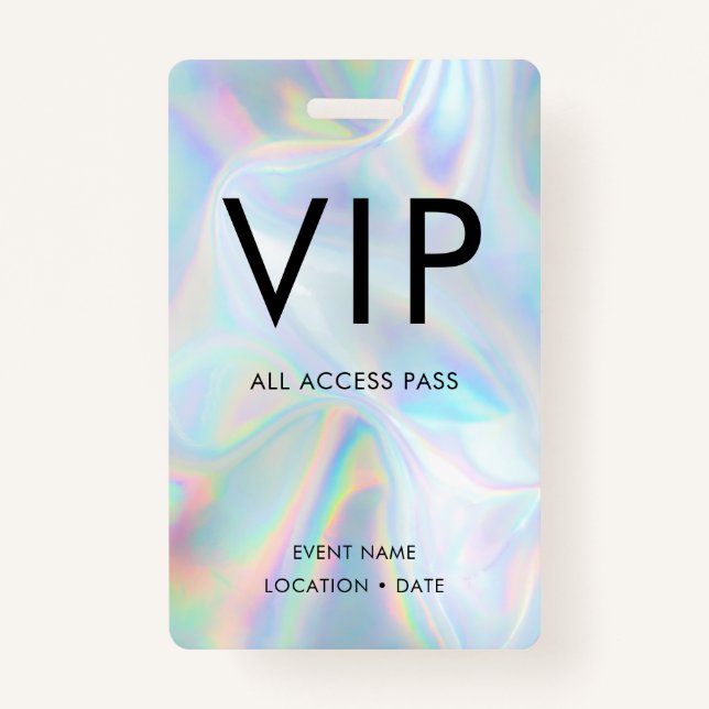 VIP Holographic Background Simple Font ID Badge (Front)