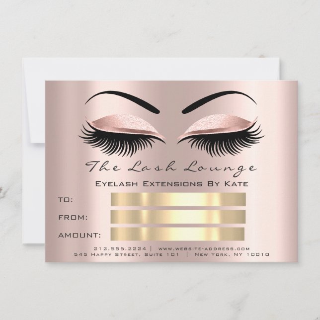 VIP Lash Rose  Brow Makeup Artist Certificate Gift Invitation (Front)