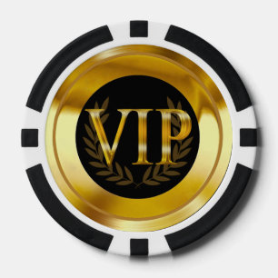 VIP Laurel Wreath Las Vegas gold black Poker Chips