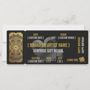 VIP Luxury Gold Concert Ticket Gift Reveal Voucher Invitation