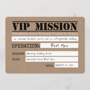 Vip Mission Funny Best Man Proposal Invitation