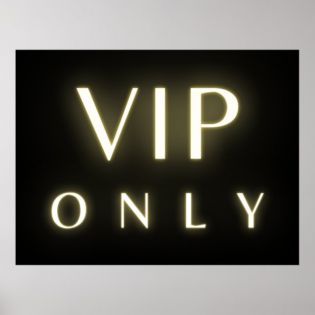 Vip only neon glowing luxe text design poster (Front)
