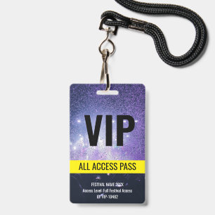 VIP Pass All Access Music Festival Concert ID Badge