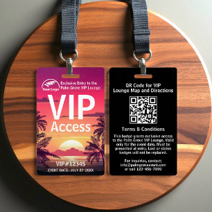 VIP Pass Badge   Custom Palm Grove QR Code & Logo ID Badge