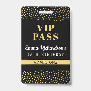 VIP Pass Birthday Invitation ID Badge