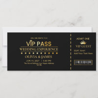 Vip Pass Elegant Wedding Exclusive Access Golden
