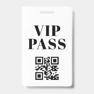 vip pass qr code minimalist modern ID badge