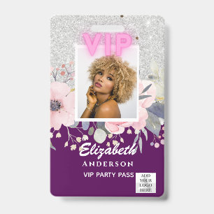 VIP PHOTO ID - Party, Festival, Event GLITTER GLAM Badge
