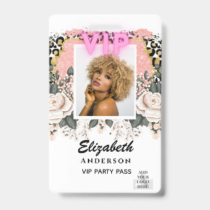 VIP PHOTO ID - Party, Festival, Event GLITTER GLAM Badge