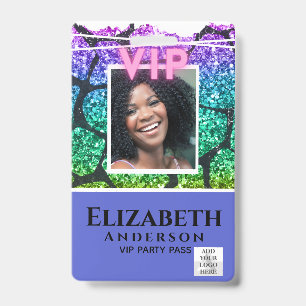 VIP PHOTO ID - Party Festival Event GLITTER GLAMOR Badge