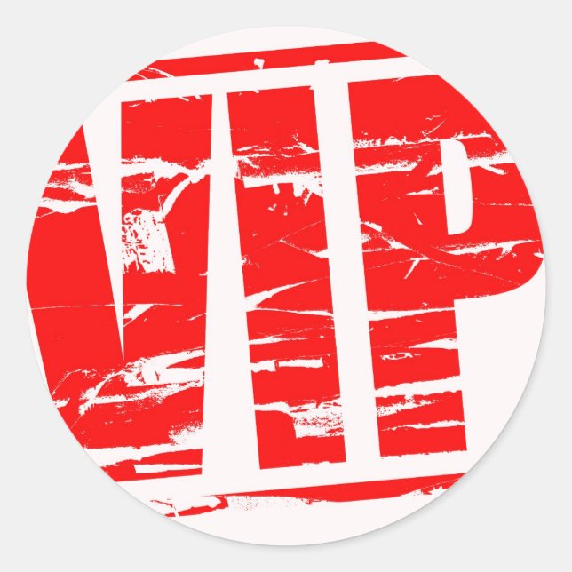 VIP rubber stamp effect Classic Round Sticker (Front)