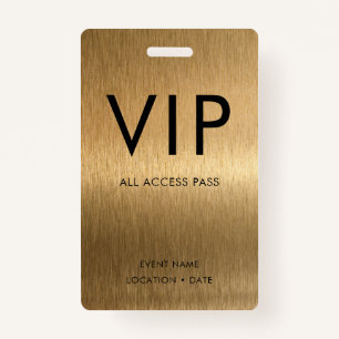 VIP Simple Font on Brushed Bronze Metallic ID Badge
