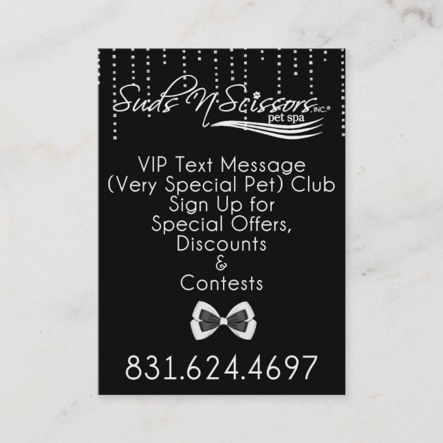 VIP Text Club Business Card (Front)