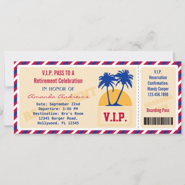 VIP Ticket Retirement Party Invitation (Front)