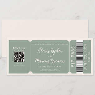 VIP Ticket Trendy Sage Wedding Invitation
