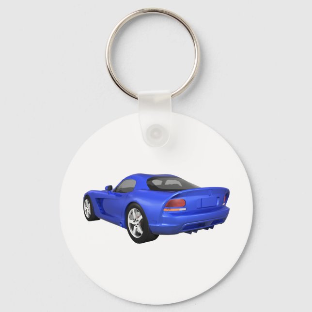 Viper Hard-Top Muscle Car: Blue Finish Key Ring (Front)