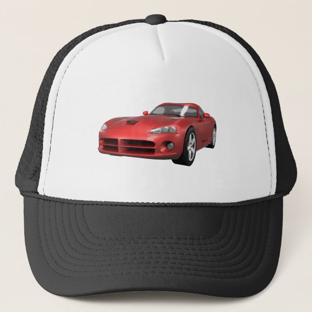 Viper Hard-Top Muscle Car: Red Finish Trucker Hat (Front)