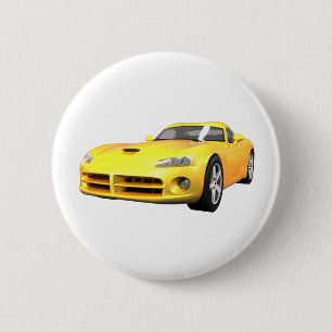 Viper Hard-Top Muscle Car: Yellow Finish: 6 Cm Round Badge
