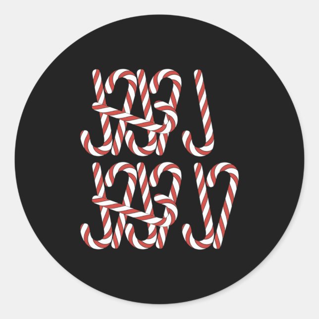 Viral 67 Candy Canes Tally Marks Xmas Holiday Teac Classic Round Sticker (Front)