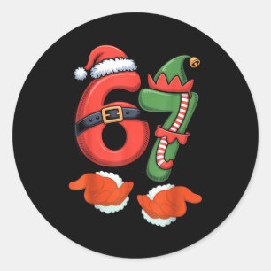 Viral 67 Christmas 67 Meme Santa Elf - Six Seven S Classic Round Sticker