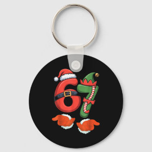 Viral 67 Christmas 67 Meme Santa Elf - Six Seven S Key Ring