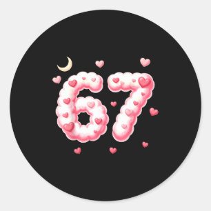 Viral 67 Kawaii Hearts Valentines Day Girls Humor  Classic Round Sticker