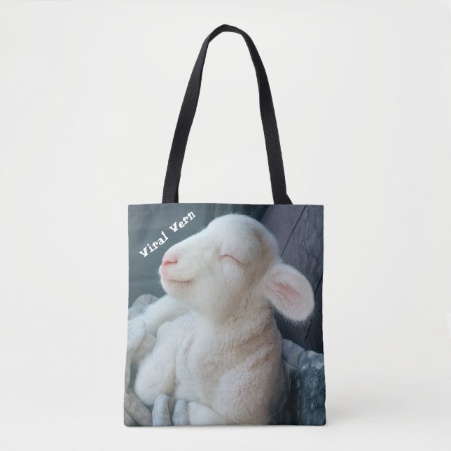Viral Vern White Lamb Durable Tote Bag (Front)