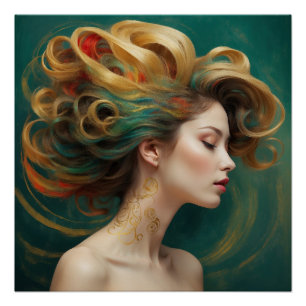 “Virelle” - Opulence in Emerald Waves Poster