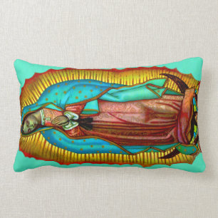 Virgen de Guadalupe Almohada oracion Salve Regina Lumbar Cushion