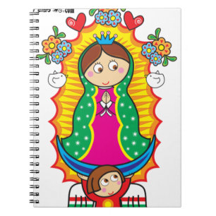 VIRGEN DE GUADALUPE CARICATURA 01 CUSTOMIZABLE PRO SPIRAL NOTEBOOK