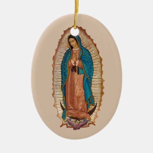 Virgen de Guadalupe Ceramic Tree Decoration (Front)