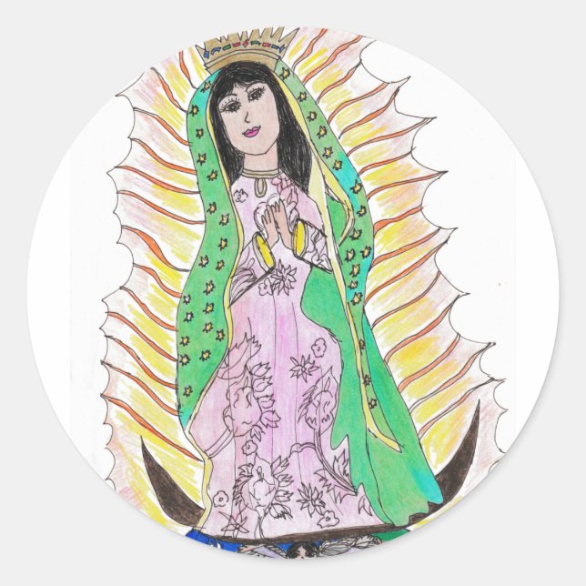 Virgen de Guadalupe  Classic Round Sticker (Front)