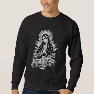 Virgen de Guadalupe Virgin Mary Virgencita Floral Sweatshirt