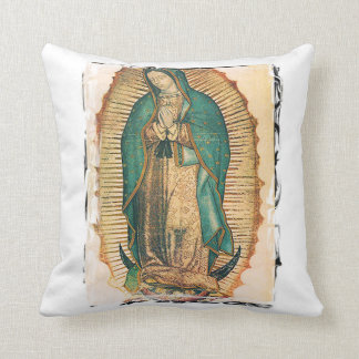 Virgen de Guadalupe with rugged frame Cushion