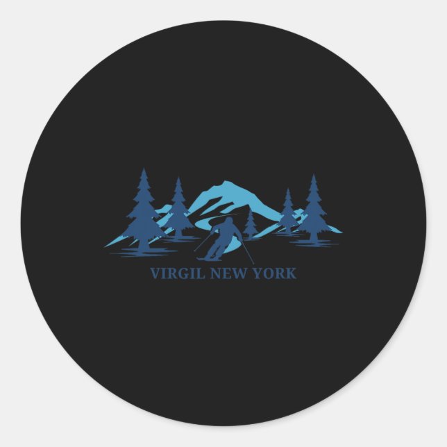 Virgil New York Ski Resort Skiing Skier  Classic Round Sticker (Front)